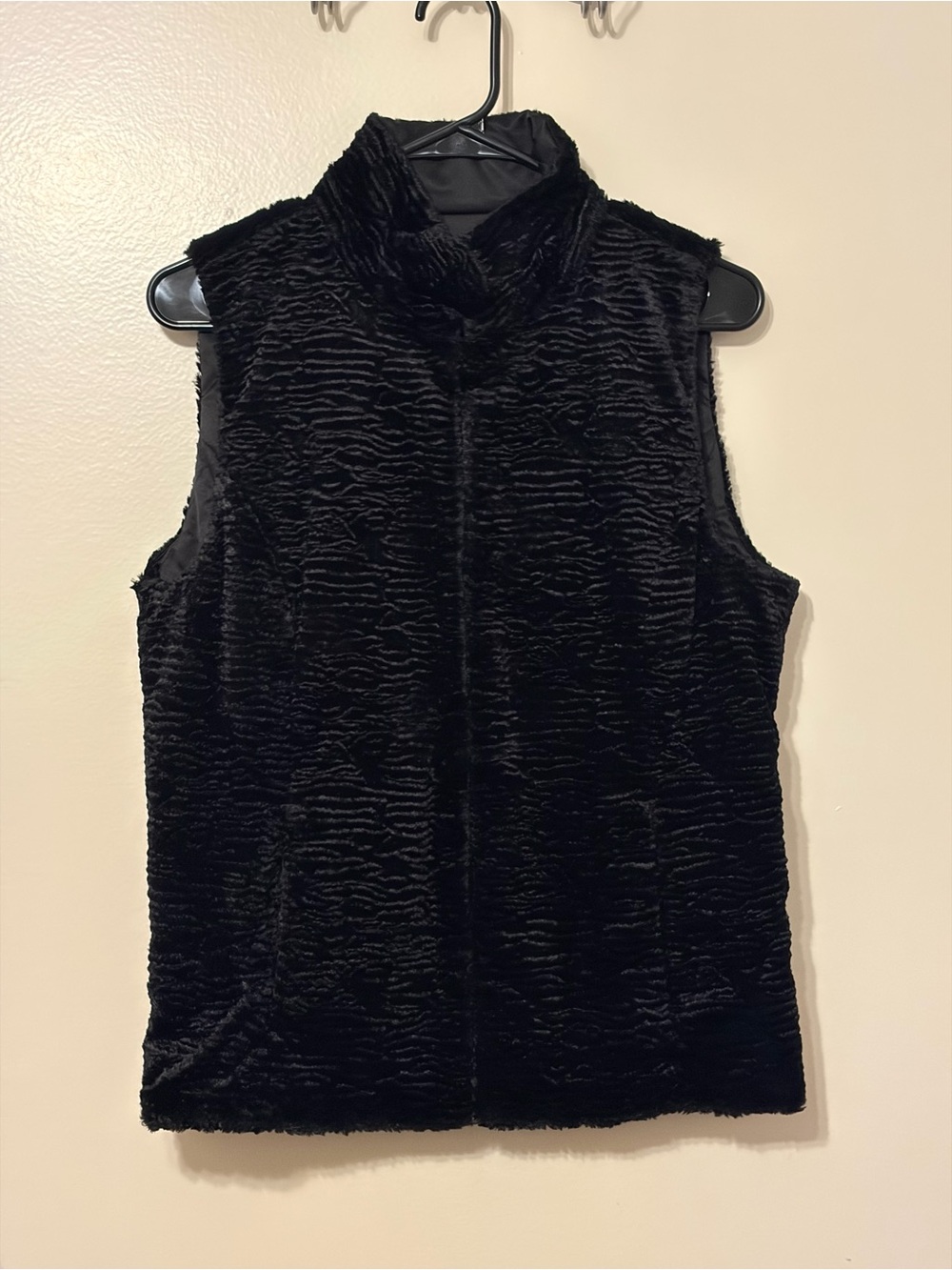 Lauren Ralph Lauren black reversible faux Persian lamb fur vest
